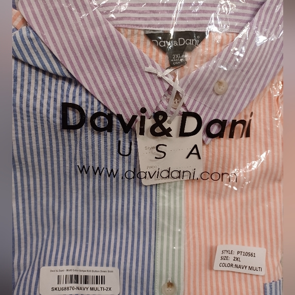 Multi Color Stripe Button Down Top - Picture 6 of 6